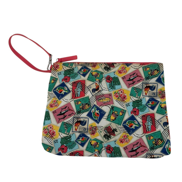 Vera Bradley Wristlet Cuba Postage Stamps Easy Clean Dry Bag Lining Travel Cuban - Picture 6 of 7